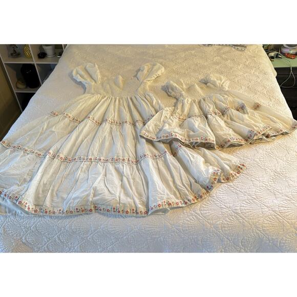 Rachel Zoe Mommy SZ 12 And Me SZ 8 White Smocked Tiered Maxi Dress - Picture 3 of 16